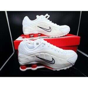 Nike Shox R4 (GS) Kids Sneakers White/Red/Black CW2626- US 7.5 Women/6 Youth